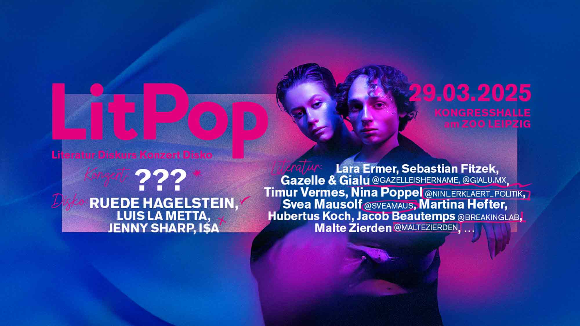 Die »LitPop 2025« von MDR und Arte zur Leipziger Buchmesse: Literatur und Musik bis in die Morgenstunden, 29. März 2025 Die »LitPop 2025« von MDR und Arte zur Leipziger Buchmesse: Literatur und Musik bis in die Morgenstunden, 29. März 2025