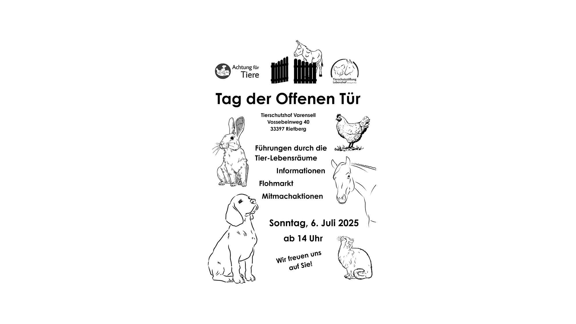 Tag der Offenen Tür auf dem Varenseller Tierschutzhof – &raquo;Achtung für Tiere&laquo; lädt ein, 6. Juli 2025