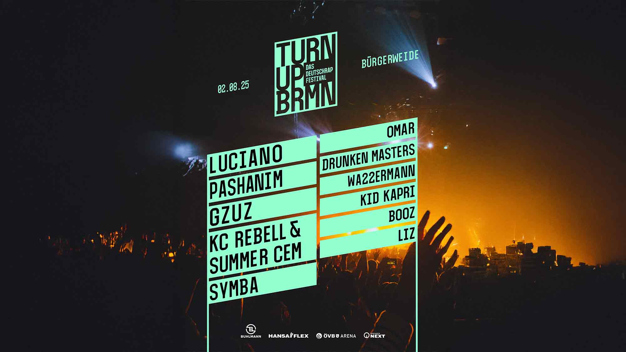 Neues Festival Highlight für Deutschland: »TURN UP BRMN« bringt die Deutschrap Elite nach Bremen – mit einem besonderen Überraschungsact, 2. August 2025 Neues Festival Highlight für Deutschland: »TURN UP BRMN« bringt die Deutschrap Elite nach Bremen – mit einem besonderen Überraschungsact, 2. August 2025
