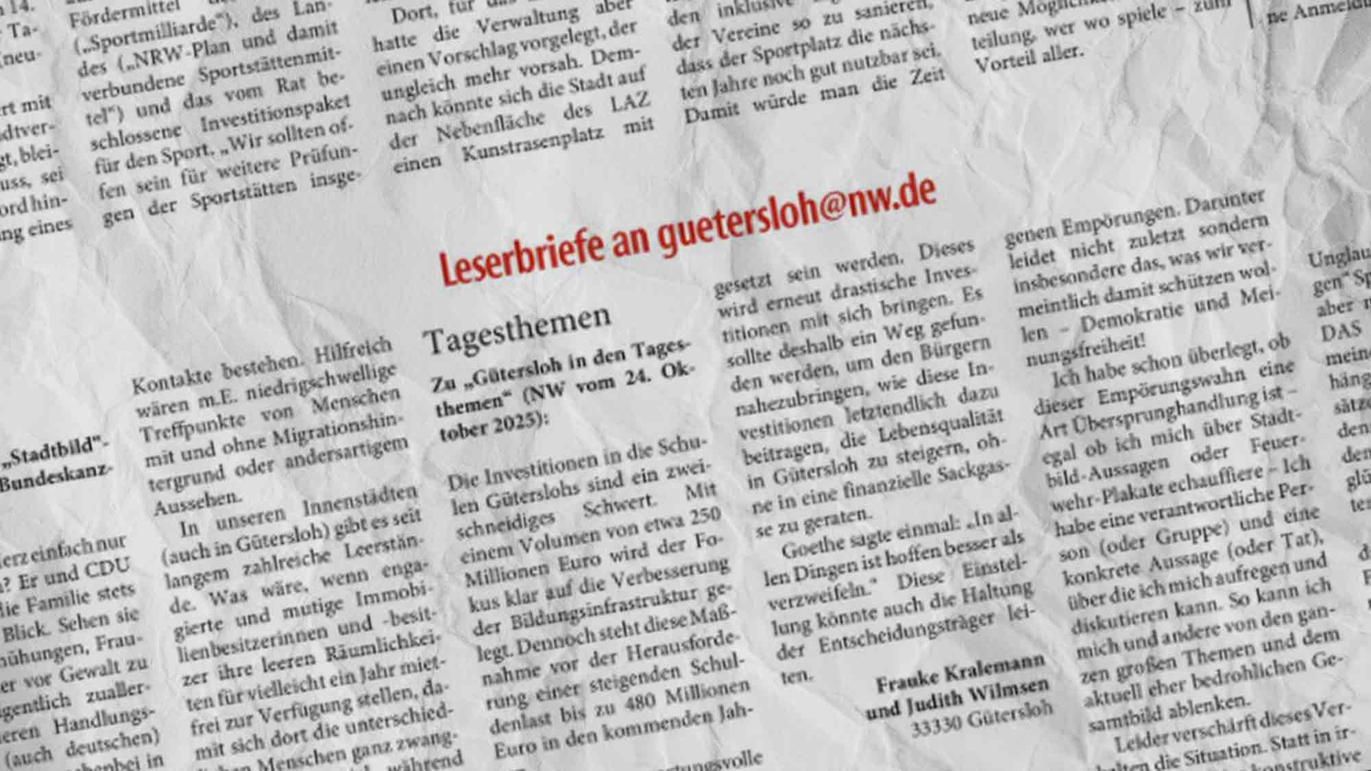NOW Pressepiegel: Schreiberbriefe zu Leserbriefen – Schulen in Gütersloh und die &raquo;geile Feuerwehr&laquo;