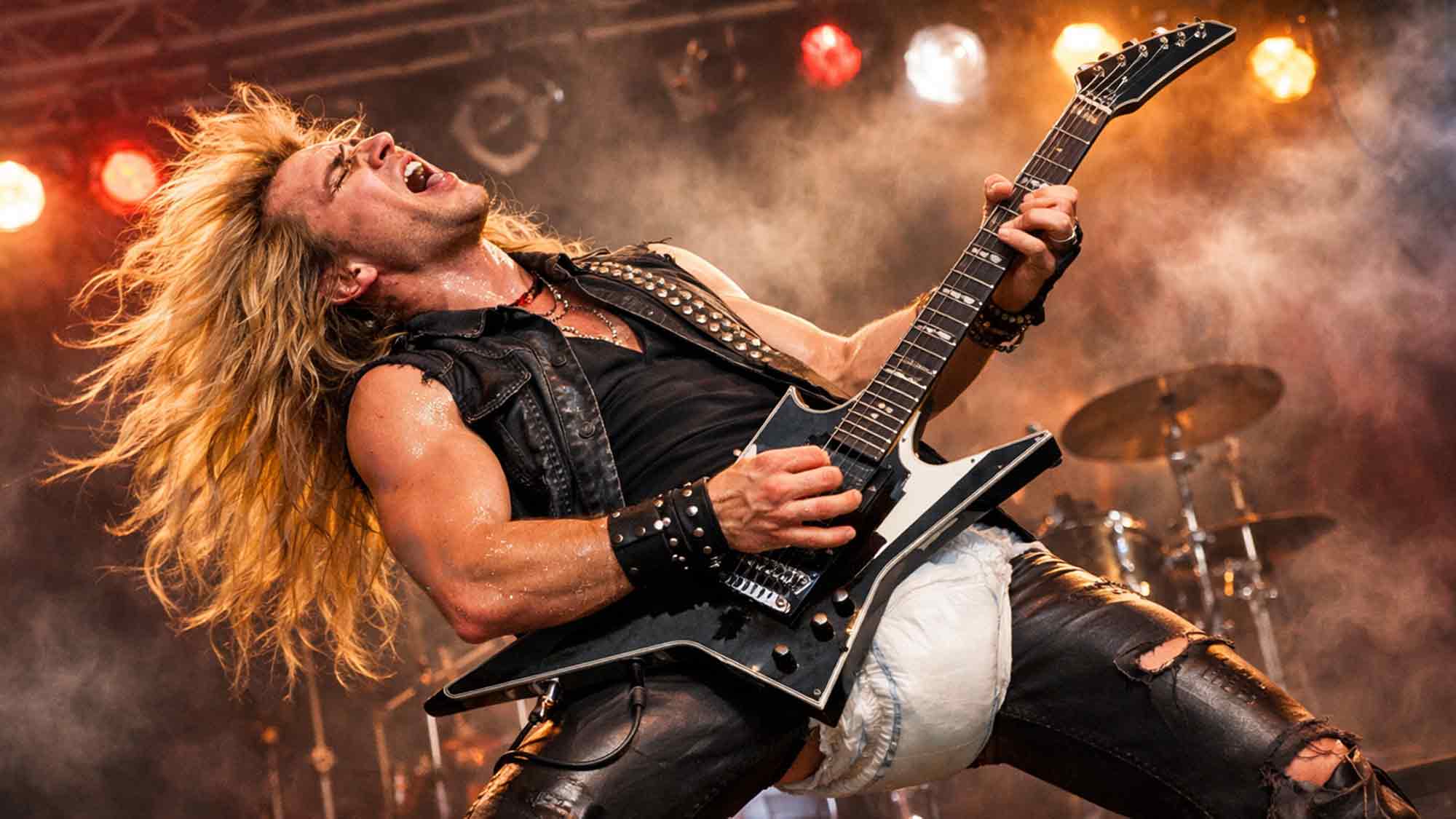 Hair Metal der 80er Jahre – Warnhinweis von Pampers: &raquo;Achtung! Diese Bewegungen können zu einem Auslaufen der Windel führen&laquo;
