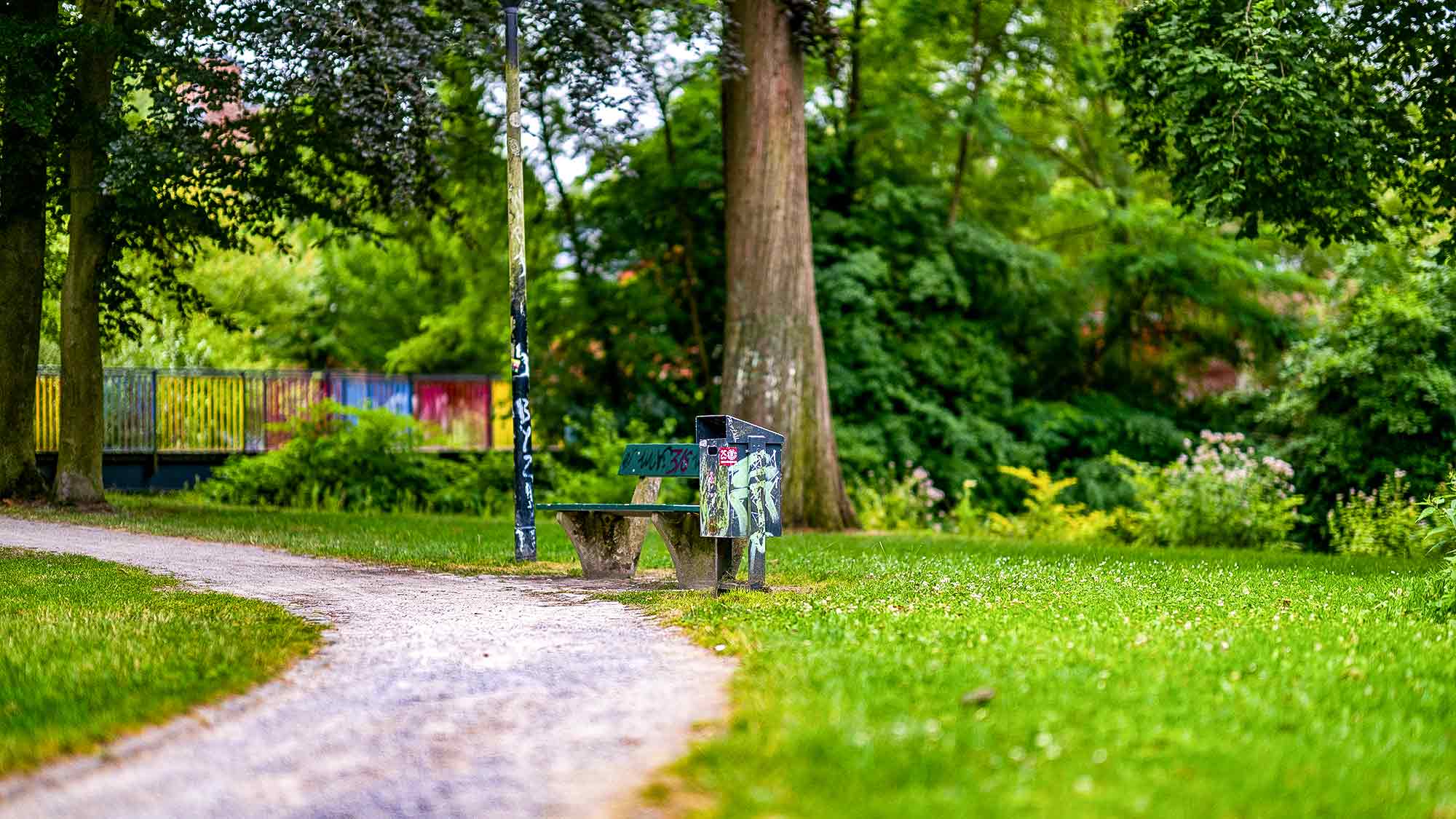 NOW Commons: Sitzbank im Webereipark Gütersloh