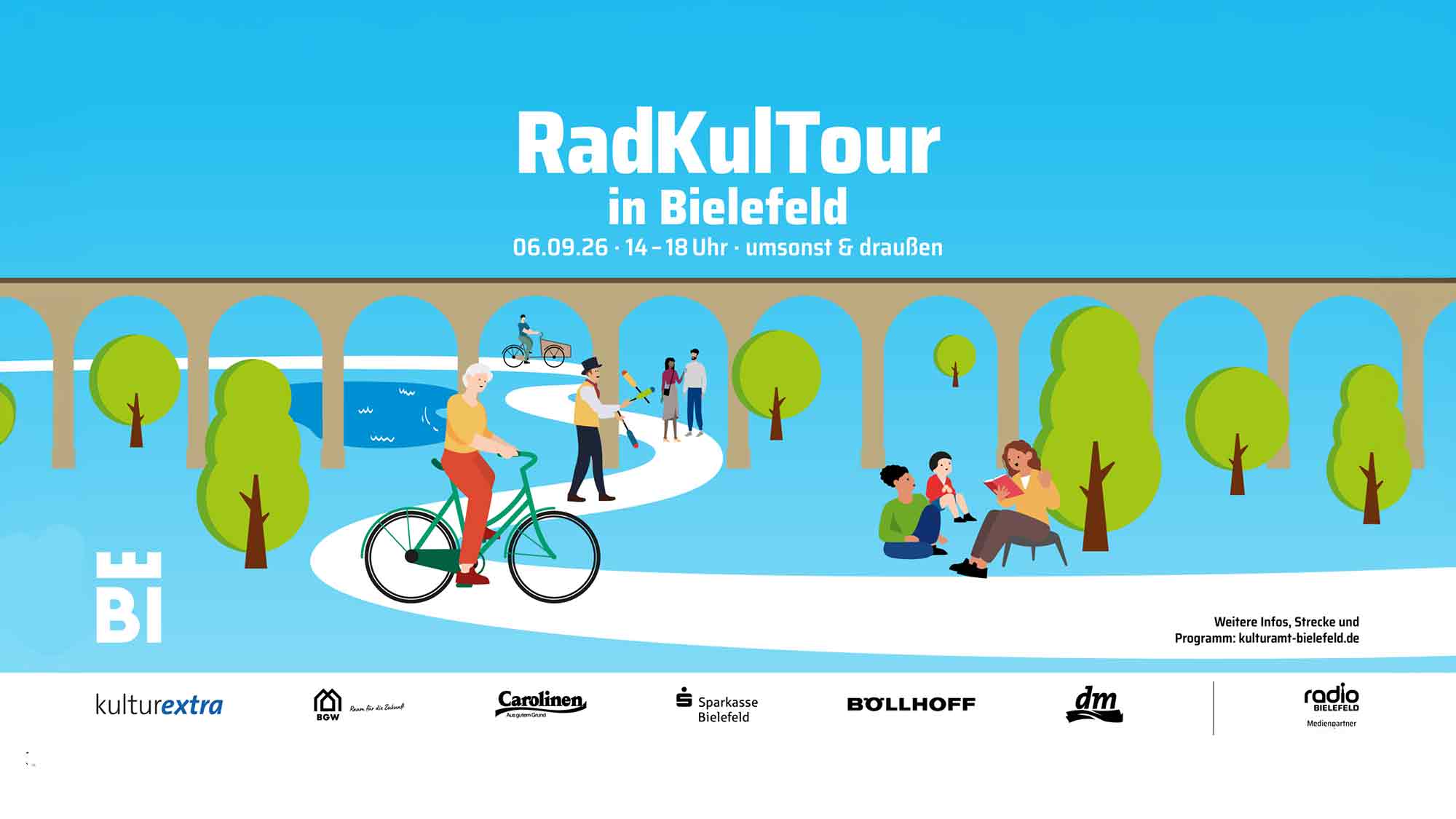 Aufsteigen, mitradeln, staunen – die 6. »RadKulTour« Bielefeld macht Kultur für alle erfahrbar, 6. September 2026 Aufsteigen, mitradeln, staunen – die 6. »RadKulTour« Bielefeld macht Kultur für alle erfahrbar, 6. September 2026