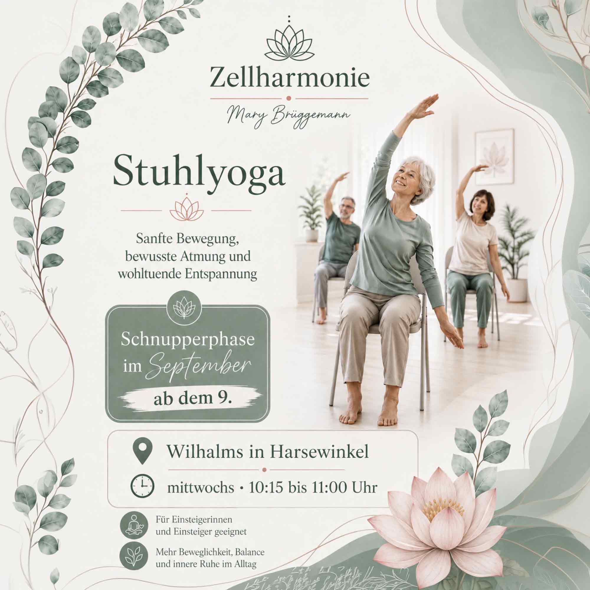 Zellharmonie in Harsewinkel: sanftes Yoga und Stuhlyoga zum Kennenlernen