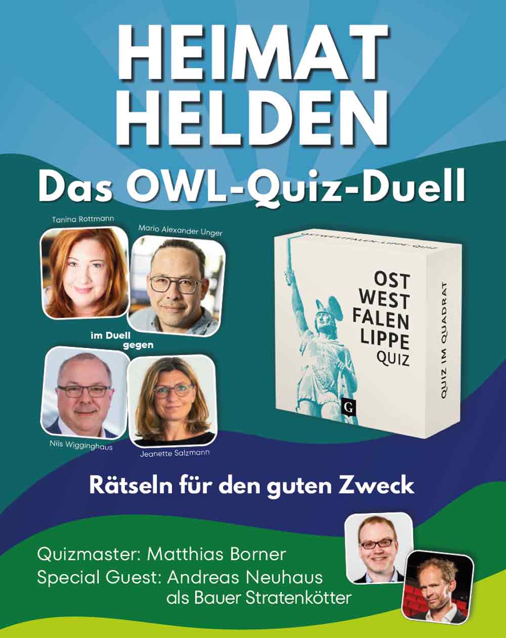 »Heimathelden« – das OWL Quiz Duell, Aula des Evangelisch Stiftischen Gymnasiums Gütersloh, 10. Oktober 2026