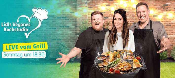 Grillen mit Ralf Moeller, Timo Franke und Johanna Klum bei »Lidls veganem Kochstudio« im Livestream