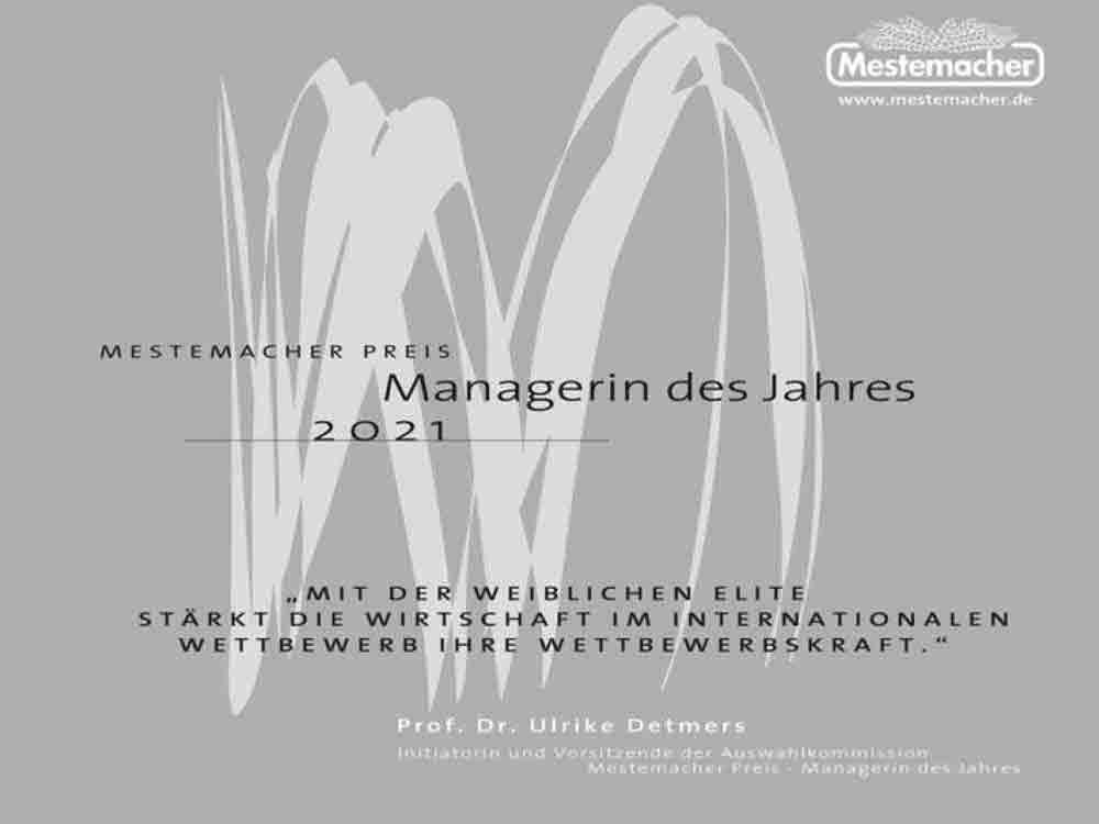 Mestemacher-Preis »Managerin des Jahres 2021«, Live-Übertragung online aus Berlin, auch für Gütersloh Mestemacher-Preis »Managerin des Jahres 2021«, Live-Übertragung online aus Berlin, auch für Gütersloh