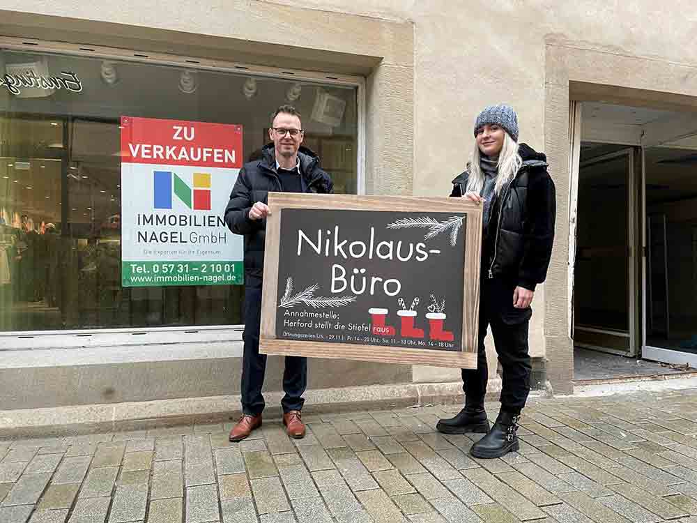 Herford stellt die Stiefel raus, Nikolausbüro in der Innenstadt öffnet am Freitag, 26. November 2021, um 14 Uhr Herford stellt die Stiefel raus, Nikolausbüro in der Innenstadt öffnet am Freitag, 26. November 2021, um 14 Uhr