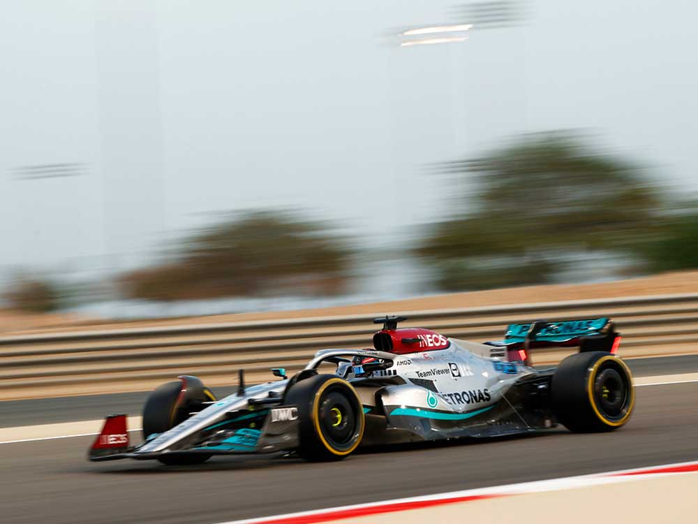 Ein Sondierungstag für das Mercedes AMG Petronas F1 Team am ersten Tag der Testfahrten in Bahrain Ein Sondierungstag für das Mercedes AMG Petronas F1 Team am ersten Tag der Testfahrten in Bahrain