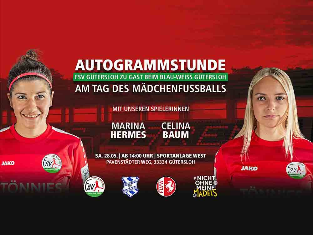Gütersloh, Fußball, FSV Gütersloh, Autogrammstunde am kommenden Samstag, Marine Hermes und Celine Baum zu Gast bei Blau Weiß Gütersloh Gütersloh, Fußball, FSV Gütersloh, Autogrammstunde am kommenden Samstag, Marine Hermes und Celine Baum zu Gast bei Blau Weiß Gütersloh