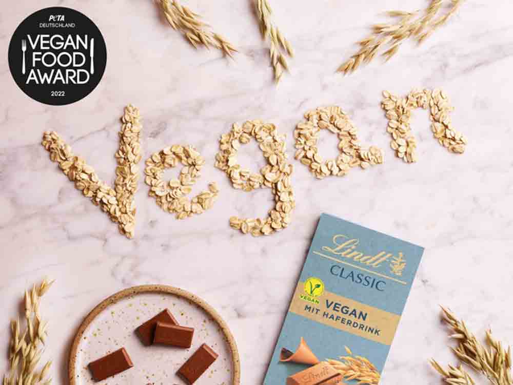 Lindt gewinnt erneut den »Peta Vegan Food Award«, Erfolgsstory der veganen Schokolade geht weiter
