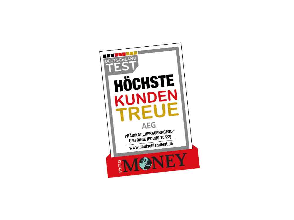 Bestnoten für AEG, Premiummarke für höchste Kundentreue und nachhaltiges Engagement ausgezeichnet
