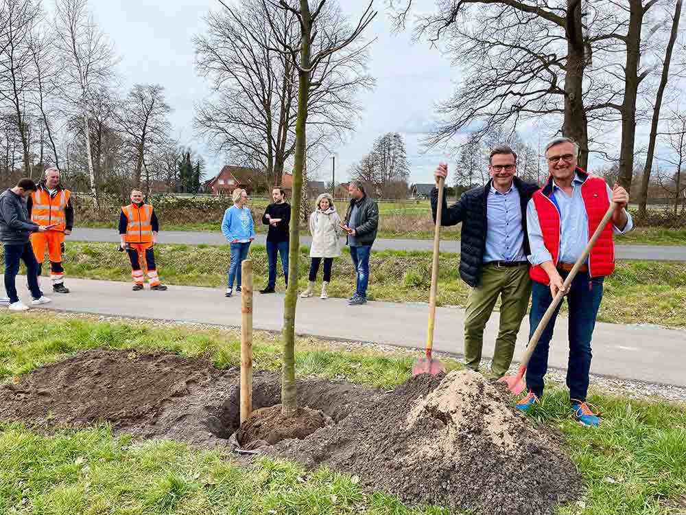 Rietberg Westerwiehe, neue Bäume für den Radweg Berkenheide, Bürger übernehmen Patenschaften für junge Linden Rietberg Westerwiehe, neue Bäume für den Radweg Berkenheide, Bürger übernehmen Patenschaften für junge Linden