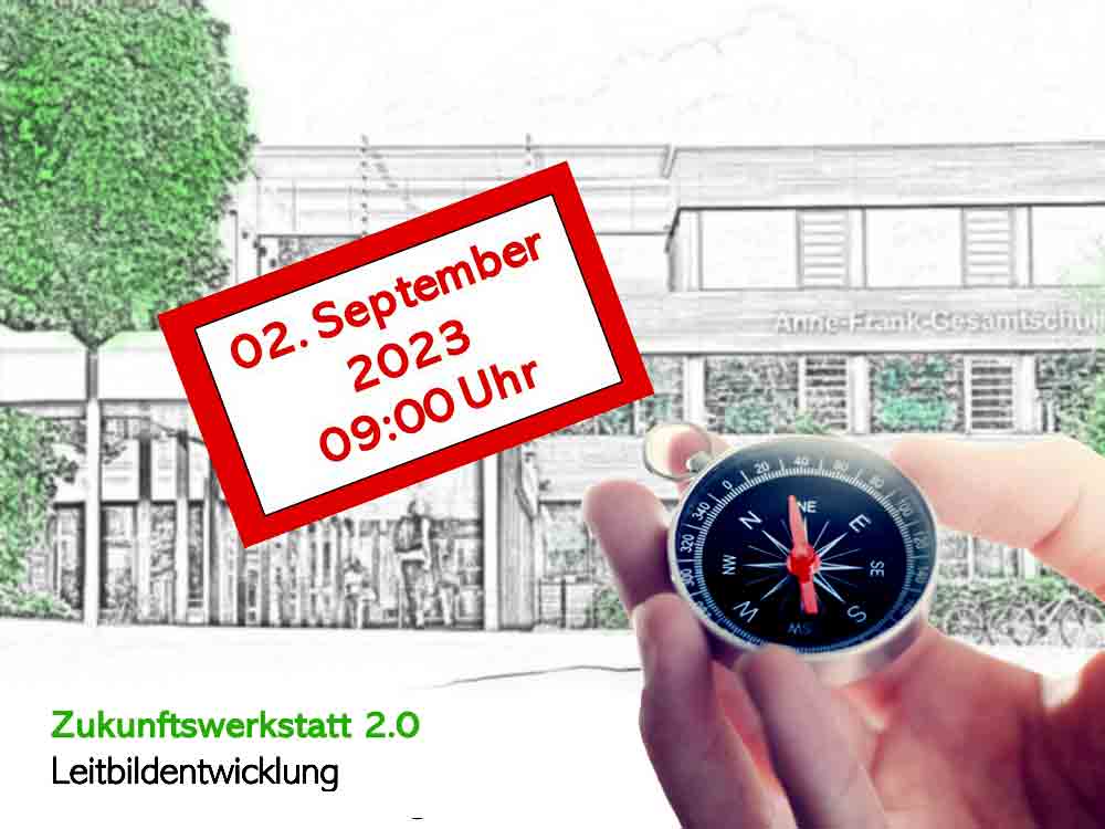 Gütersloh, Anne Frank Schule lädt Erziehungsberechtigte, Schüler und Lehrer zur Zukunftswerkstatt 2.0 am 2. September 2023 zum Leitbild der Schule ein Gütersloh, Anne Frank Schule lädt Erziehungsberechtigte, Schüler und Lehrer zur Zukunftswerkstatt 2.0 am 2. September 2023 zum Leitbild der Schule ein