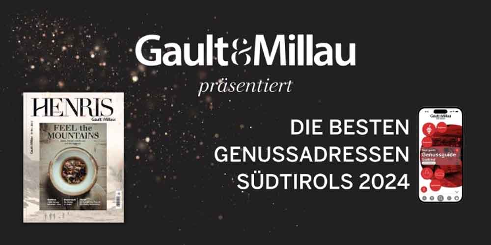 Gault & Millau kürt die besten Genussadressen Südtirols 2024: Egon Heiss wird »Koch des Jahres« und Florian Brigl »Weinpersönlichkeit des Jahres« Gault & Millau kürt die besten Genussadressen Südtirols 2024: Egon Heiss wird »Koch des Jahres« und Florian Brigl »Weinpersönlichkeit des Jahres«