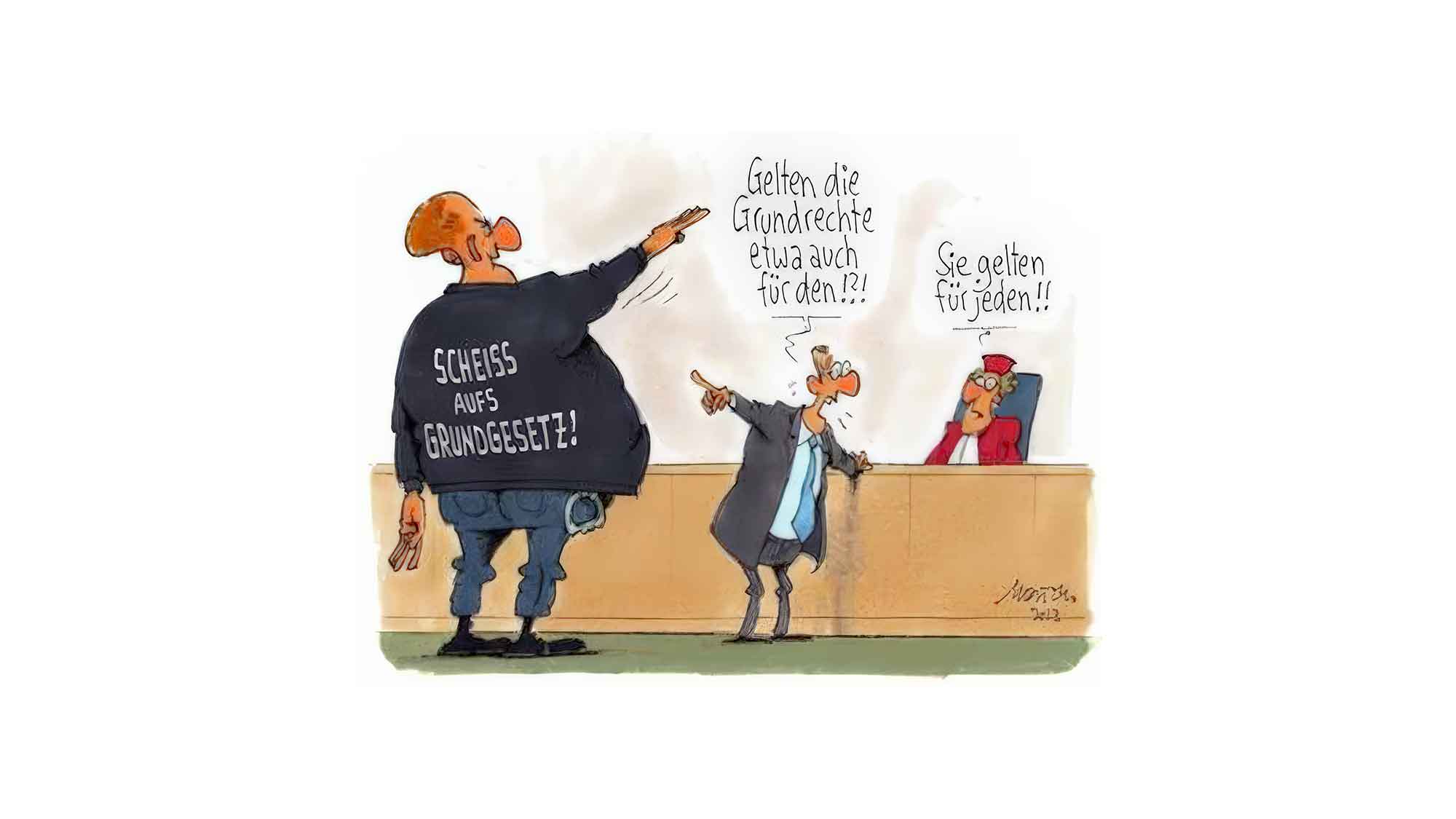 »Die Würde des Menschen ist unantastbar« – Karikaturen von Gerhard Mester zum Grundgesetz, 15. Februar bis 29. Mai 2024 »Die Würde des Menschen ist unantastbar« – Karikaturen von Gerhard Mester zum Grundgesetz, 15. Februar bis 29. Mai 2024