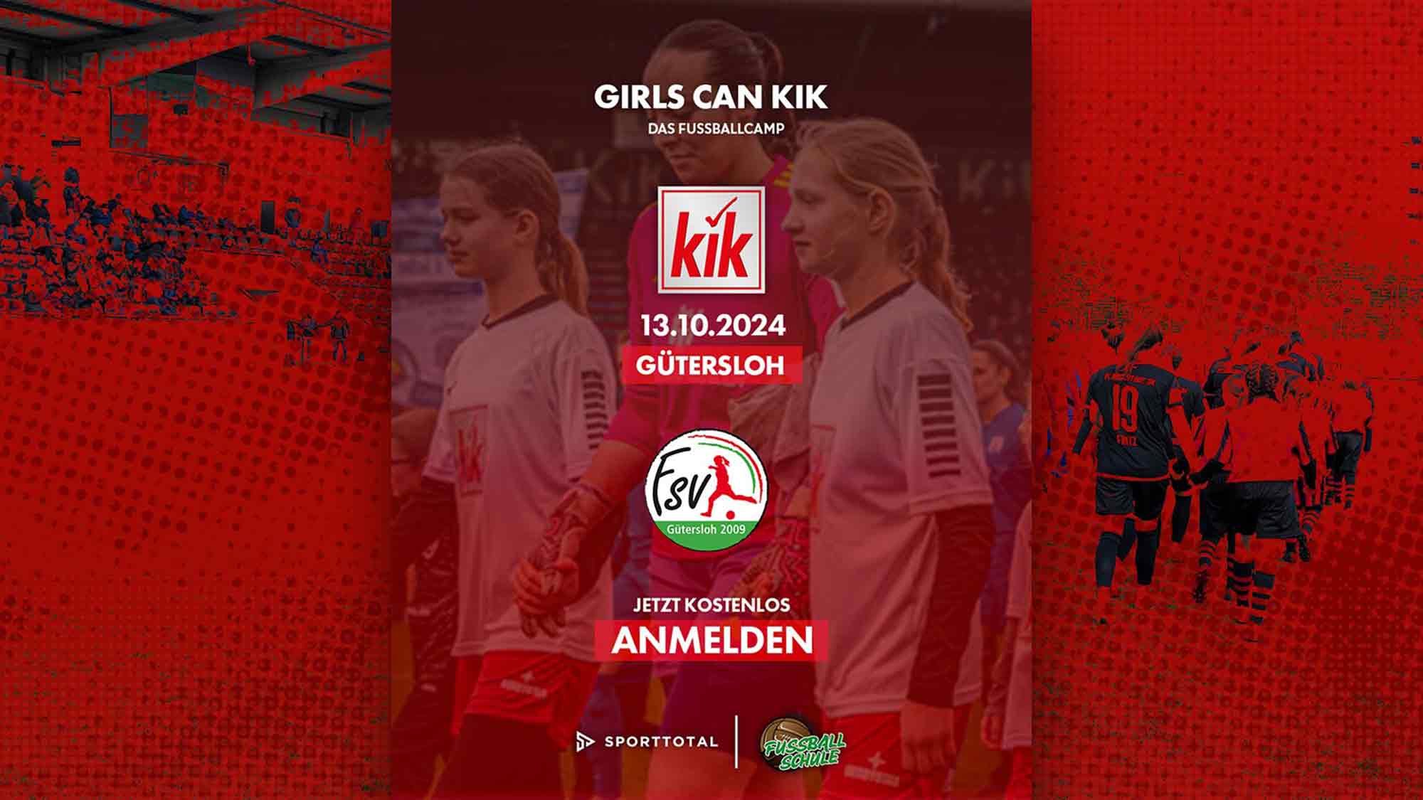 Kostenloses Fußballcamp für Mädchen: »Girls can KiK« beim FSV Gütersloh, 13. Oktober 2024 Kostenloses Fußballcamp für Mädchen: »Girls can KiK« beim FSV Gütersloh, 13. Oktober 2024