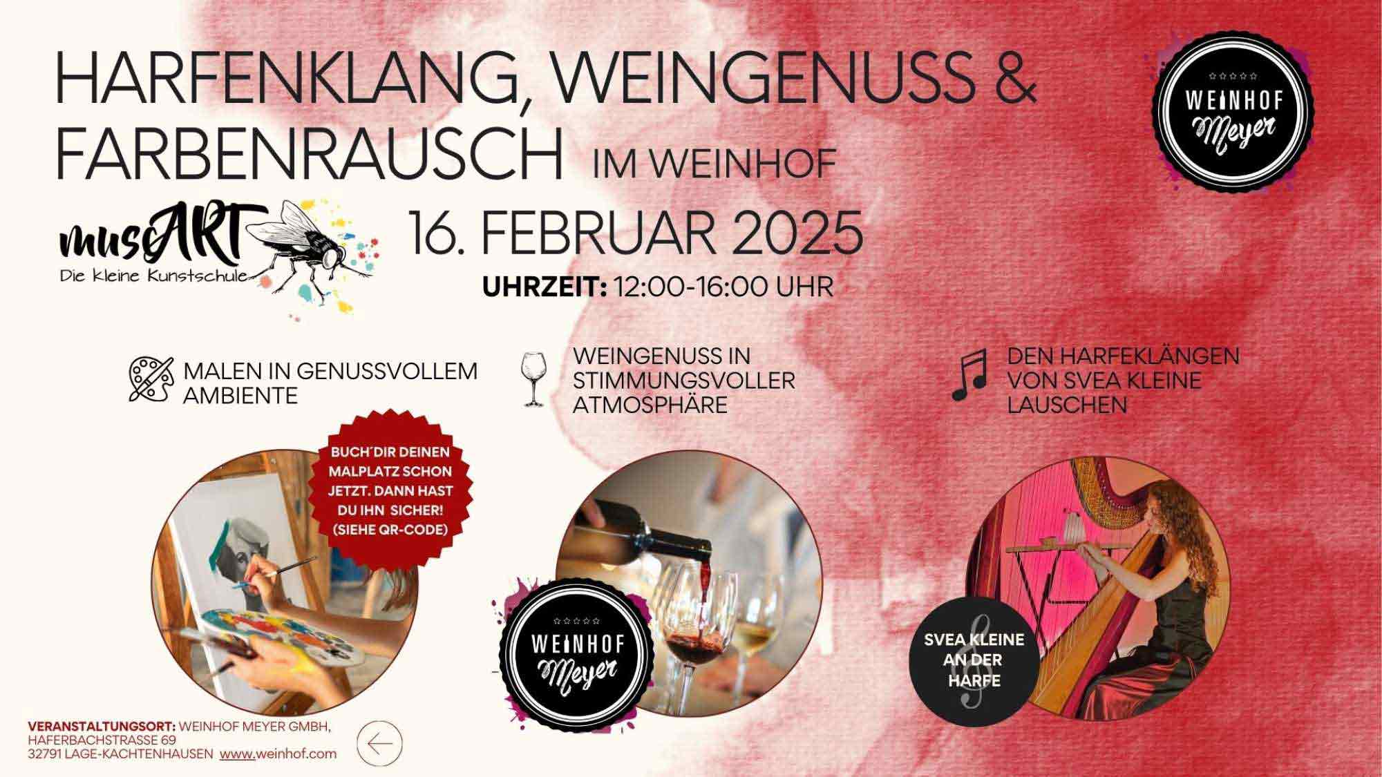 Weinhof Meyer in Lage: Harfenklang, Weingenuss und Farbenrausch, 16. Februar 2025